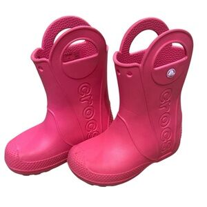 CROCS Kids Vibrant Pink Rain Boots Size 9 Toddler